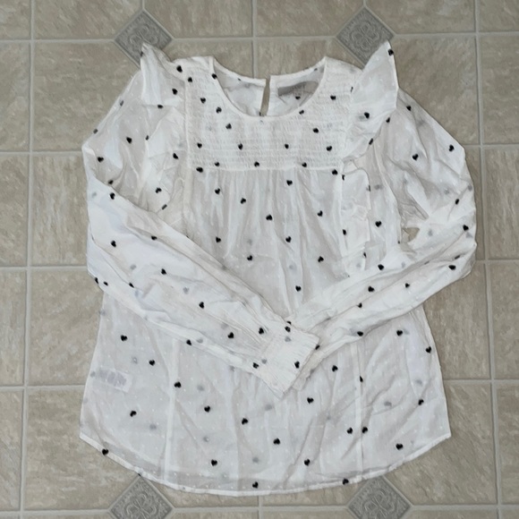 LOFT Tops - Loft Ruffle Heart Top